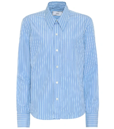 Shop Ami Alexandre Mattiussi Striped Cotton Shirt In Blue