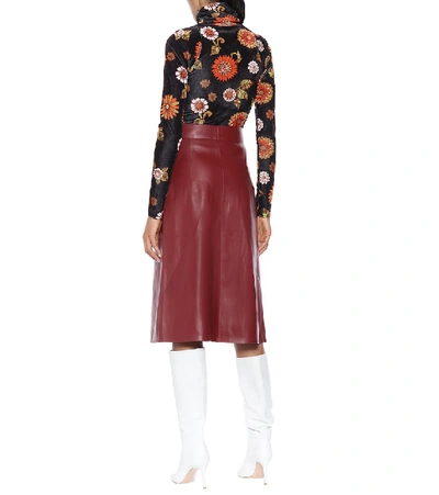Shop Dodo Bar Or Leather Midi Skirt In Red