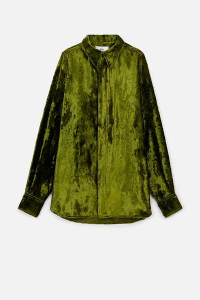 Shop Ami Alexandre Mattiussi Long Velvet Shirt In Green