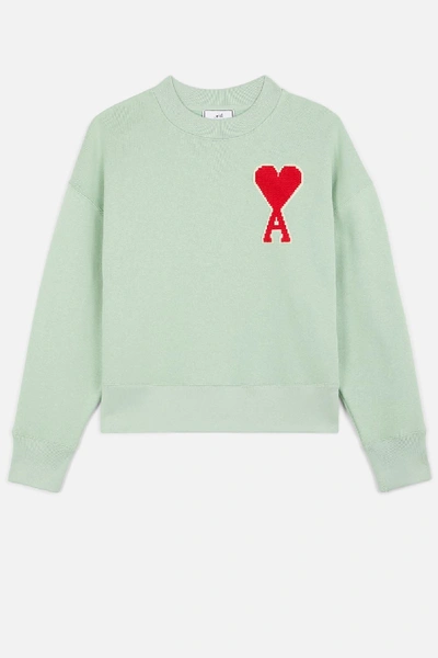 Shop Ami Alexandre Mattiussi Sweatshirt With Big Ami Coeur Patch In Green