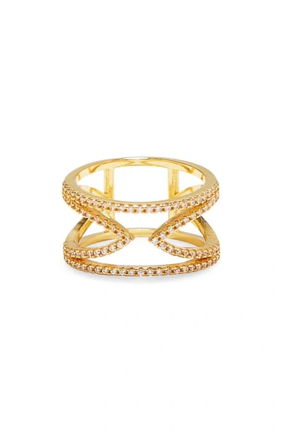 Shop Vince Camuto Open-v Pave Ring In Gold