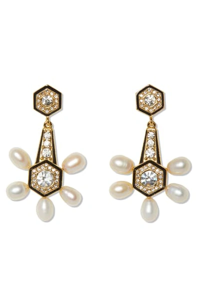 Shop Vince Camuto Pearl & Enamel Drop Earrings In Gold