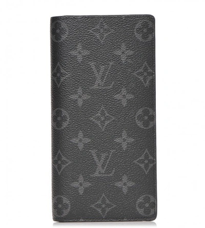 Pre-owned Louis Vuitton  Wallet Brazza Monogram Eclipse Black