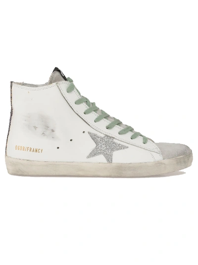 Shop Golden Goose Francy Sneakers In White Silver Glitter Star-purp
