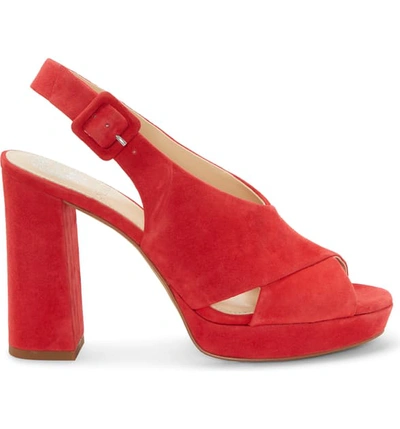 Shop Vince Camuto Javasan Slingback Platform Sandal In Glamour Red Suede