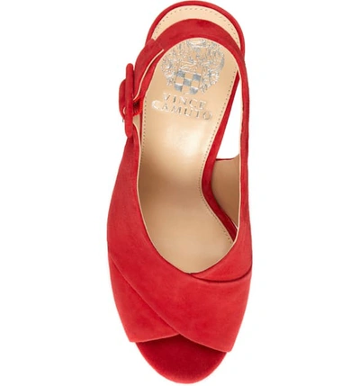 Shop Vince Camuto Javasan Slingback Platform Sandal In Glamour Red Suede