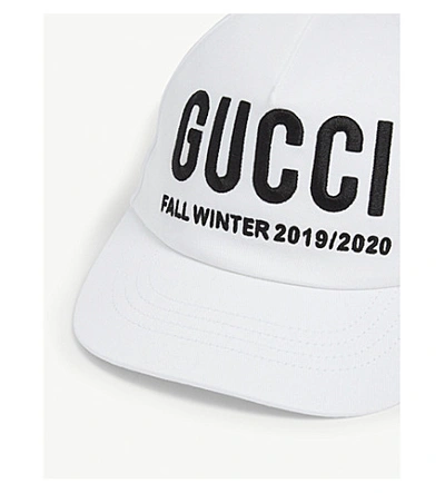 Shop Gucci Embroidered Cotton Cap In White Black