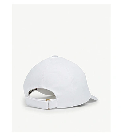 Shop Gucci Embroidered Cotton Cap In White Black