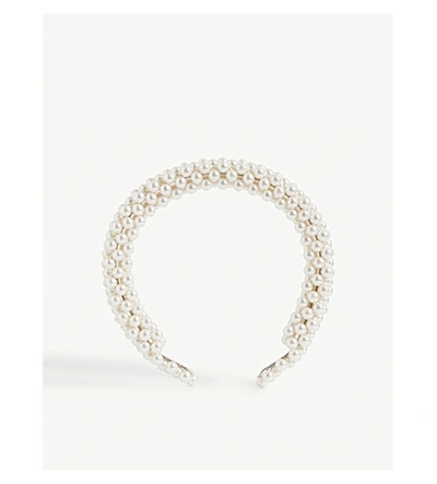 Shop Shrimps Antonia Beaded Headband In Cream