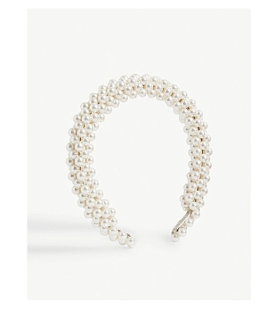 Shop Shrimps Antonia Beaded Headband In Cream