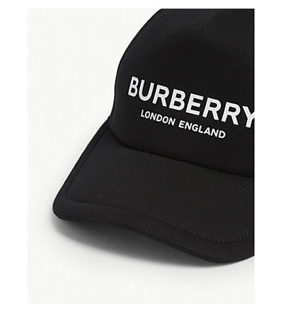 Shop Burberry Logo-print Leather And Mesh Snapback Cap In Black