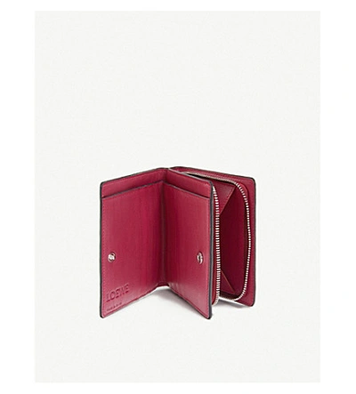 Shop Loewe Anagram-embossed Compact Leather Wallet In Raspberry