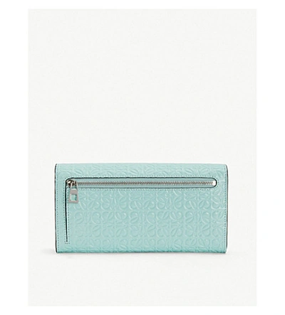 Shop Loewe Continental Logo-embossed Leather Wallet In Mint