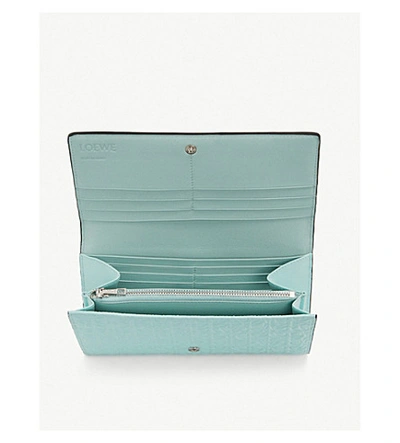 Shop Loewe Continental Logo-embossed Leather Wallet In Mint