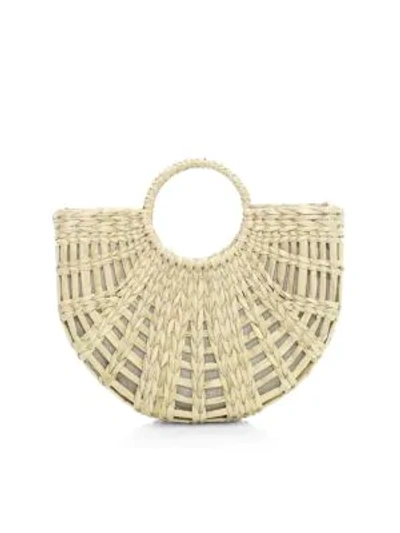 Shop Poolside The Bec Half-moon Top Handle Straw Tote In Natural