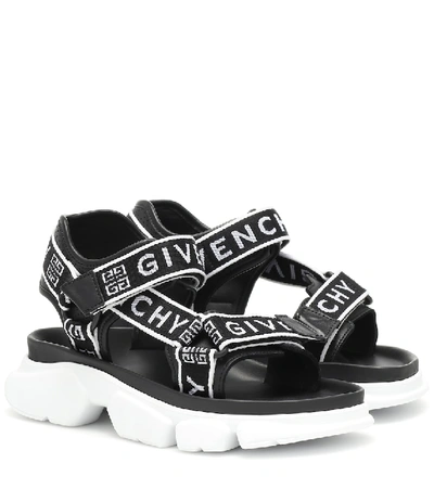 Shop Givenchy Jaw Leather-trimmed Sandals In Black
