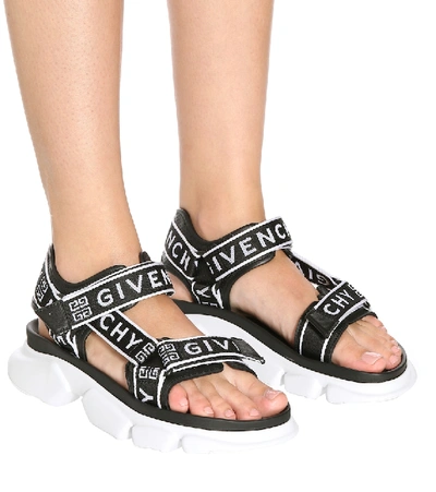 Shop Givenchy Jaw Leather-trimmed Sandals In Black