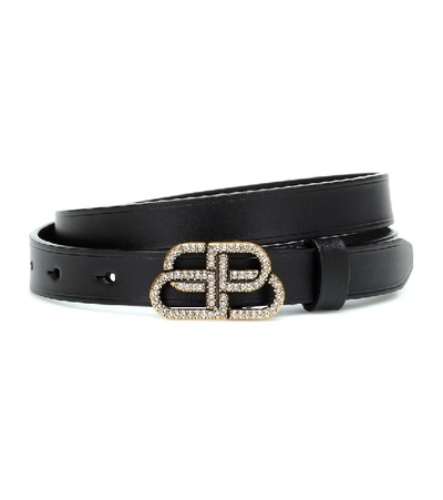 Shop Balenciaga Bb Embellished Belt In Black