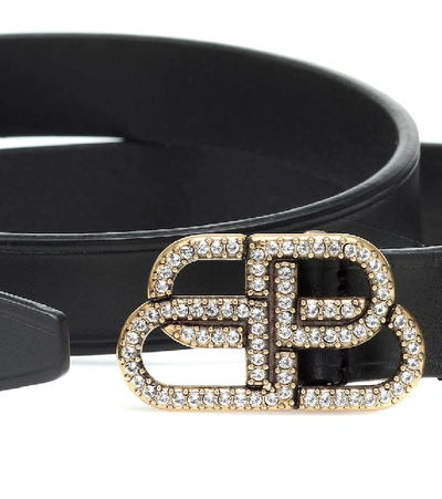 Shop Balenciaga Bb Embellished Belt In Black
