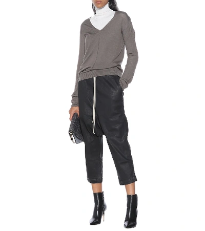 Shop Rick Owens Drkshdw Cropped Cotton Trackpants In Black