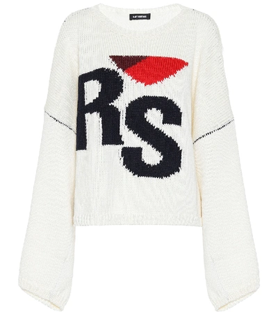 Shop Raf Simons Intarsia Wool Sweater In White