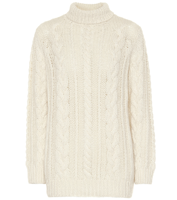 Ryan Roche Cashmere Cableknit Sweater In White ModeSens