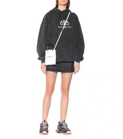 Shop Balenciaga Bb Cotton Hoodie In Black