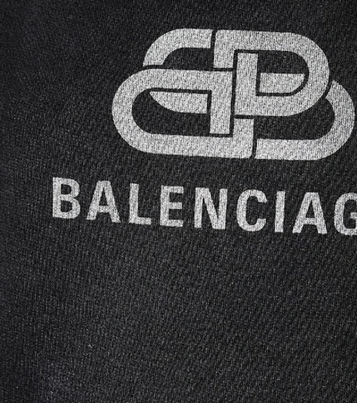 Shop Balenciaga Bb Cotton Hoodie In Black