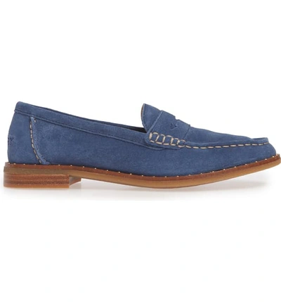 Shop Sperry Seaport Penny Loafer In Navy Suede
