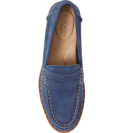 Shop Sperry Seaport Penny Loafer In Navy Suede