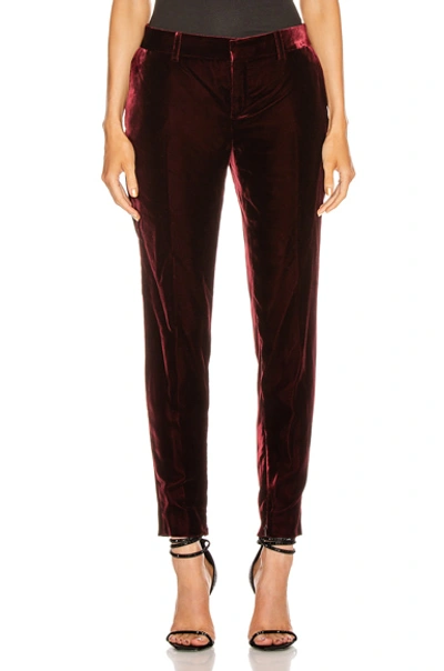 Shop Saint Laurent Skinny Tailored Pant In Bordeaux