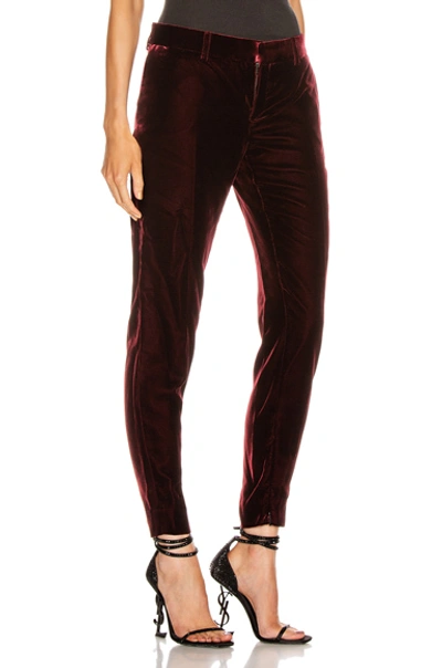 Shop Saint Laurent Skinny Tailored Pant In Bordeaux