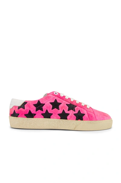 Shop Saint Laurent Star Low Top Sneakers In Pink & Black