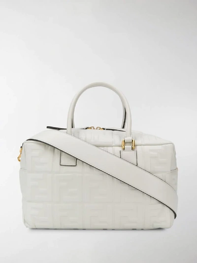 Shop Fendi Boston Small Tote Bag In White