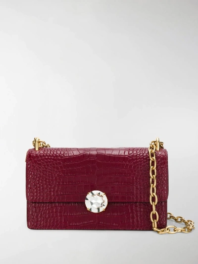 Shop Miu Miu Crocodile Effect Shoulder Bag In Red