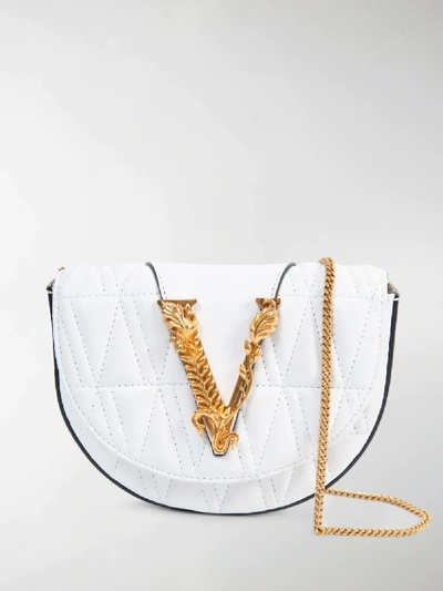 Shop Versace Quilted V Belt Bag In White
