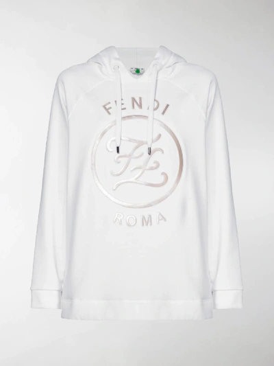 Shop Fendi Karligrafi Logo Hoodie In White