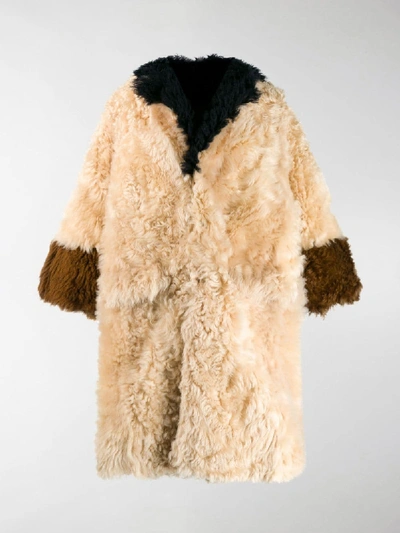 Shop Marni Panelled Fur Coat In Neutrals