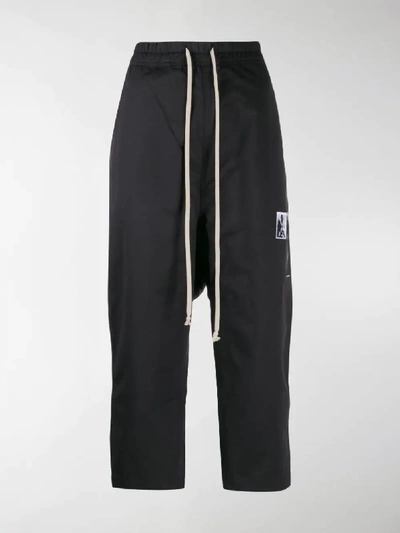 Shop Rick Owens Drkshdw Patchwork Drop-crotch Crop Trousers In Black