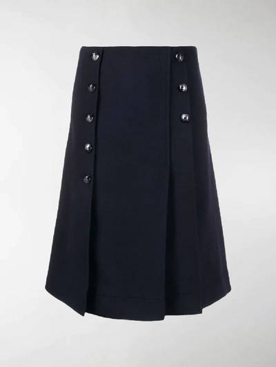 Shop Chloé Buttoned Kilt Skirt In Blue