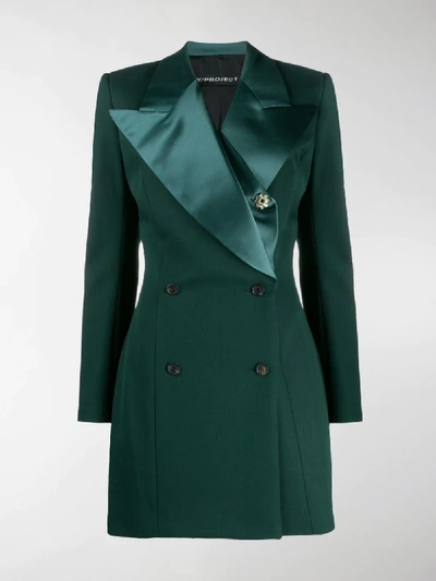 Shop Y/project Longline Double Breasted Blazer In Green