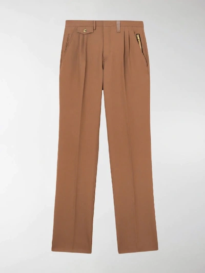 Shop Burberry Pleated Trousers In Brown