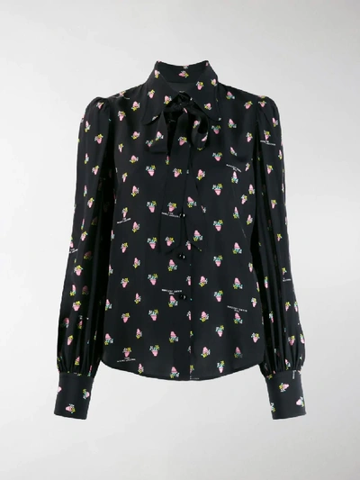 Shop Marc Jacobs Floral-print Loose-fit Shirt In Black