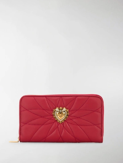 Shop Dolce & Gabbana Devotion Continental Zipped Wallet In Red