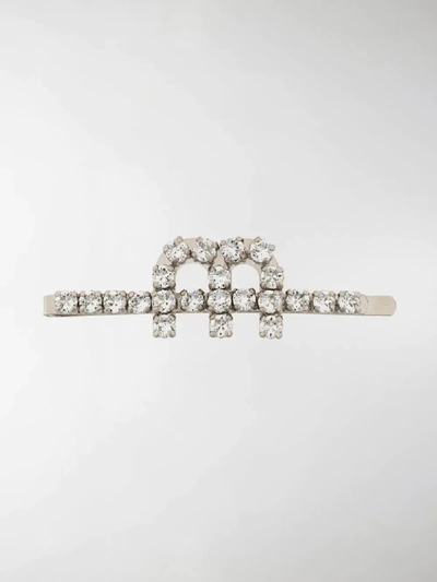 Shop Miu Miu Crystal Embellished Hair Clip In Metallic