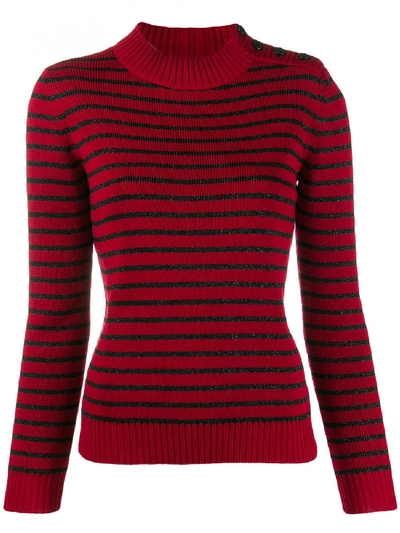 Shop Saint Laurent Wool Blend Striped Top In Red