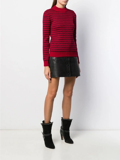 Shop Saint Laurent Wool Blend Striped Top In Red