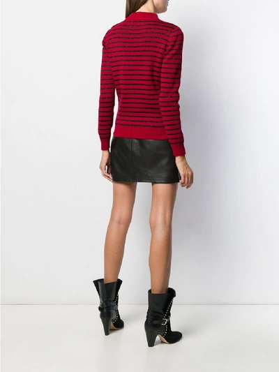 Shop Saint Laurent Wool Blend Striped Top In Red