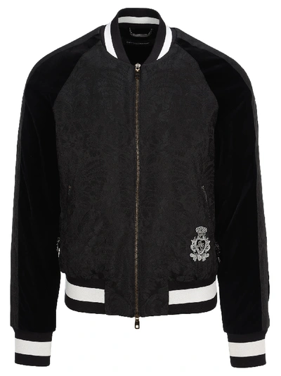 Shop Dolce & Gabbana Jacquard Bomber Jacket In Black