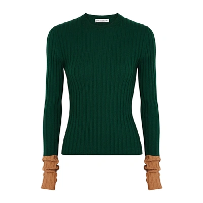 Shop Jw Anderson Green Ribbed Wool Top